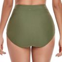 Relleciga NWT  Swim High Waisted Ruched Retro Bikini Bottom Army Green Size XL Photo 5