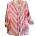 Coldwater Creek  Shirt Womens Extra Large XL Stripe Linen Button Up Blouse Top Photo 0