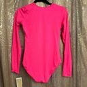 Michael Kors  Neon Hot Pink Long Sleeve Zip One Piece Swimsuit Size 10 NWT Photo 1