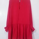 Milly  Red Ruffle Silk Blend Dress Long Sleeves Photo 3