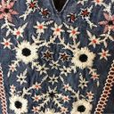 J.Jill  Denim Embroidered Floral Tank Top Blue XL Photo 3