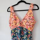 Beach Club Palisades  Orange and Teal Floral Print One Piece Swimsuit Photo 1