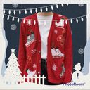 Basic Editions  Vintage Holiday Ice Skate Print Christmas Sweater Cardigan Small Photo 0