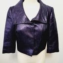 Tracy Reese  NY purple metallic jacquard laquer cropped blazer size medium Photo 0