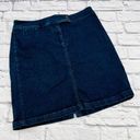 Talbots  Denim Mini Skirt Women's 12 Petite Dark Wash Stretch‎ Double Button Photo 0