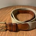 Coach  Vintage Linen Canvas Woven Women Brown Leather Brass Buckle Belt # 3810 Photo 1