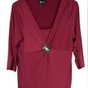 AB Studio  Top With Sparkle Detail Size XL Burgundy Photo 0