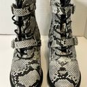 Shoedazzle Adrianna Block Heel Bootie Black White Snakeskin design Size 6 Photo 4