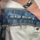 American Eagle Size 6 Hi-Rise Shortie Light Wash Distressed Crochet Pockets Photo 7