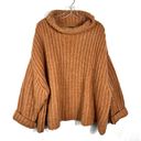 Free People Fluffy Fox Chunky Knit Light Orange Cowl Neck Sweater Wool Alpaca L Photo 0