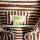 Anthropologie Maeve Brown Stripe Uneven Hem Cropped Button Down Photo 2