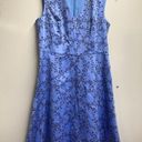 Draper James  Love Circle Dress Womens 6 Blue Black Clover Vines Floral Back Zip Photo 5