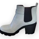 mix no. 6  Videl Shiny White Chunky Heel Chelsea Boots 9 Photo 1