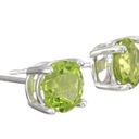 Giani Bernini  CZ 925 Silver STUD EARRINGS 1/4” Green Peridot Birthstone August Photo 6