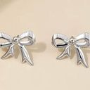 Boutique Coquette Silver Bow Stud Earrings Photo 0