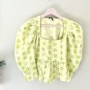 ZARA  Green Eyelet Long Sleeve Puff Top in Size S Photo 1