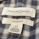 Treasure & Bond  oversized Blue White Black Plaid Boyfriend Shirt NWT Sz XS Photo 1