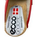 Ecco * Clog Womens EU 36 Red Leather Open Back Wood Sole Anatomic Danish Design Photo 5