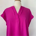 Cynthia Steffe Solid Fuchsia Short SleeveV-Neck Chiffon Blouse Photo 1