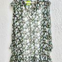 Maje NWOT  Rullina Ruffled Floral Print Metallic Mini Dress Green Women's Sz 1/S Photo 2