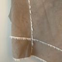 Olive & Oak  Suede and Shearling Tan Drape Front Vest Size Large Photo 3