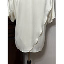 Socialite  Womens Blouse Off White Short Sleeve Pullover Petal Fold Back L New Photo 4