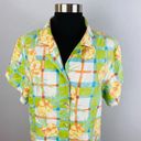 The Moon Pineapple Womens Medium M Silk Abstract Pineapple Print Button Down Shirt Photo 1