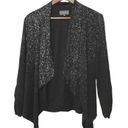 Michael Stars  Draped Black Sparkle Long Sleeve Cardigan Medium Photo 1