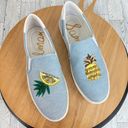 Sam Edelman  Evelina Sequin Beaded Pineapple Lemon Slip On Sneakers Blue 8 Photo 0