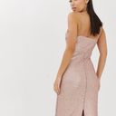 Club L London Pink Sequin Thin Strap V-Neck Bodycon Midi-Dress Photo 2