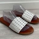 MADDEN GIRL Studded White Leather Flats Sandals Slides Photo 1