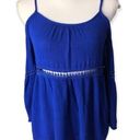 Emma’s Closet  Royal Blue Boho Cold Shoulder Embroidered Blouse Photo 22