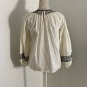 Joie  Women’s Ghada Poplin Blouse Top White Black Embroidered‎ Photo 7