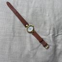 Vintage Gold Brown Leather Wrist Watch Photo 3