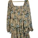 Madden Girl Madden NYC Beige & Blue Floral Long Sleeve Tiered Mini Dress XXL Photo 1