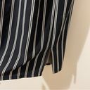 Suzy Shier  Black Long Sleeved Blouson Dress White Stripes W/ Pockets Size Medium Photo 2