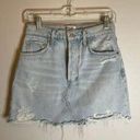 AGOLDE Light Wash Quinn High Rise Denim Mini Skirt Button Fly 100% Cotton Sz 25 Photo 0