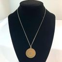 Anthropologie  Brushed Gold Initial Disk Necklace Letter C Photo 6