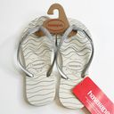 Havaianas NEW  Slim Bridal Glitter Flip Flops in White Bright Silver Women's 6 Photo 2