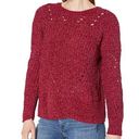 Nine West  Chenille Pointelle Pullover Rich Burgundy Sweater Size M Photo 0