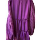 Grace Karin NWT  Long Sleeve Tiered Top Tunic Eyelet Puff Sleeve Purple Women 18 Photo 4