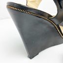 Guess  Jasminn Leather Upper Black Open Toe Wedge Sandals, Size 8.5 Photo 9