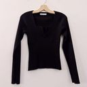 Oak + Fort  Square Neck Sweater Top Ribbed Black Photo 1