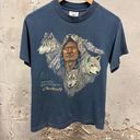 The Vintage Shop Vintage 1990s Spirit Brothers Okoboji Native American Wolf Single Stitch T-Shirt Photo 0