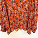 Jason Wu J  Long Sleeve Foil Print Woven Blouse w/ Lace Trim Size 2X Orange Red Photo 7