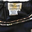 Oleg Cassini Authentic  Vintage Beaded Black Silk Floral Top Blouse Photo 2