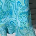 Vintage Y2K abstract art print aqua green teal blue pastels ruffled midi skirt M Size M Photo 2