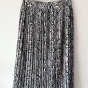 J.Crew NWT  Factory Sz O Womens Snakeskin Print Pleated Midi Skirt Black Cream Photo 3