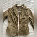 Gap  Women's Denim Jacket Brown Olive Zip Collared Short Peplum Bohemian Photo 9