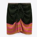 ZARA NWT  BOHEMIAN BLOGGERS FAV PRINTED WRAP MINI SKIRT GREEN PINK SMALL Photo 0